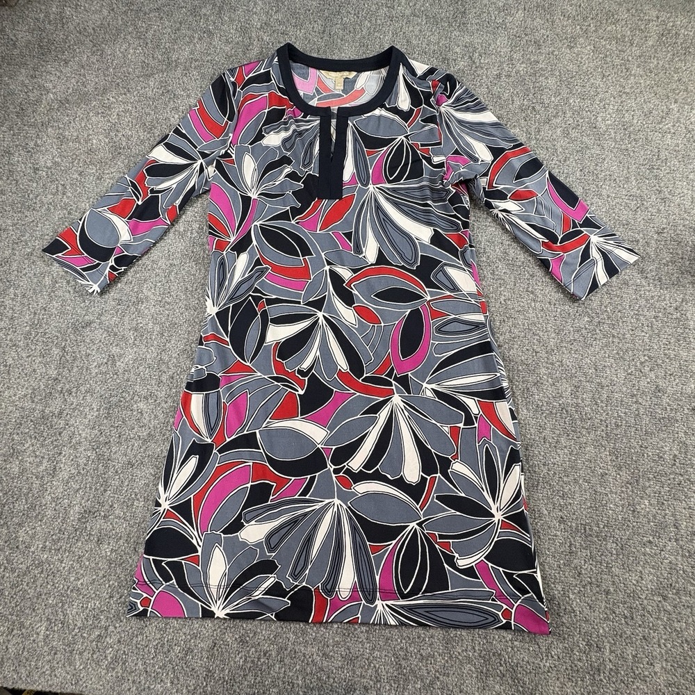 Banana Republic Shift‎ Dress Women's M Black Gray Pink Floral Mod Career Preppy